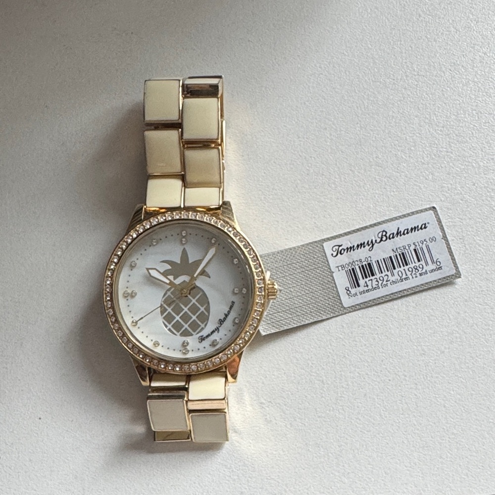 Tommy Bahama Gold and Cream Pineapple Watch - NEEDS A BATTERY